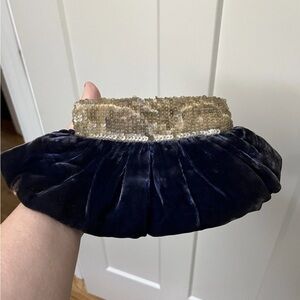 Vintage 1930s ? Small Blue Velvet Evening Clutch Sequin
